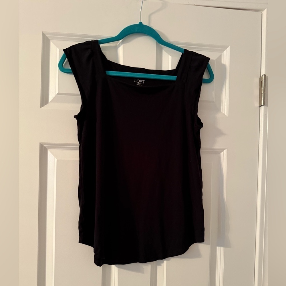 Loft Outlet | Black Square Neck Sleeveless Top | Size S